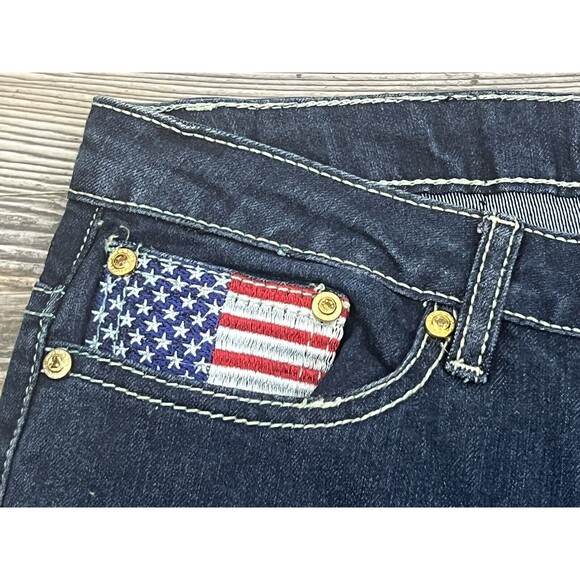 COOGI Women's 5/6 Capri Cropped Jeans Embroidered American Flag Vtg. Y2K - Picture 3 of 16